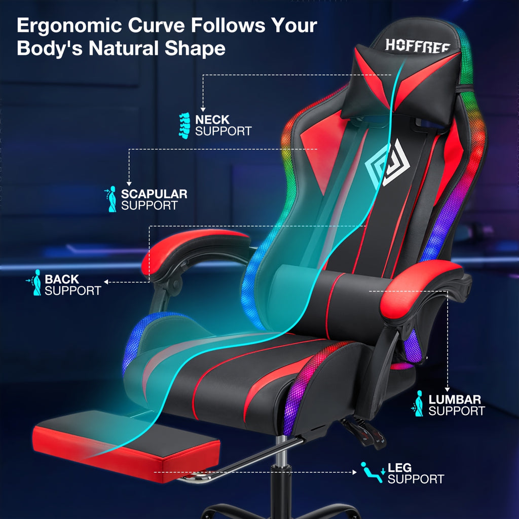 rgb gaming chair led lights massage ergonomic computer chair