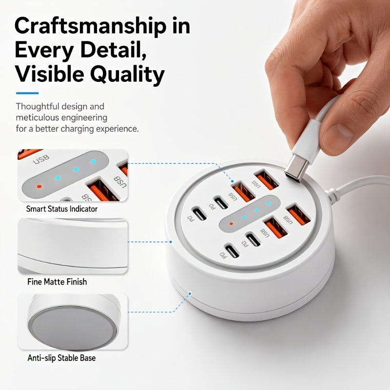 66w round usb c fast charging hub 8 in 1 model 4 type c pd 4