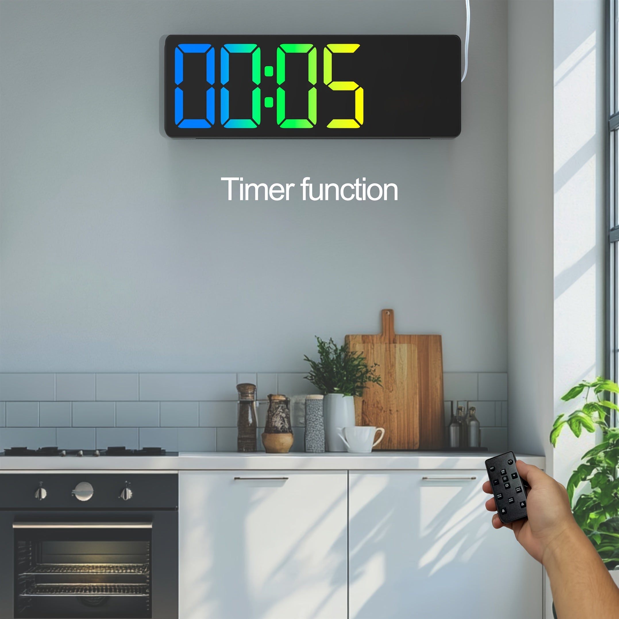 1pc 16 3 inch multifunctional large digital wall clock 7 rgb