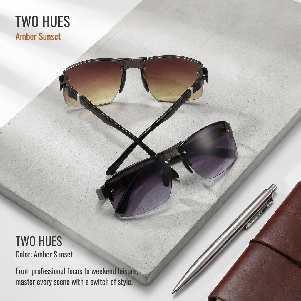 stylish unisex frameless black metal frame gradient