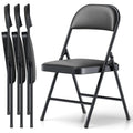 4 pack heavy duty black folding chairs padded seats portable