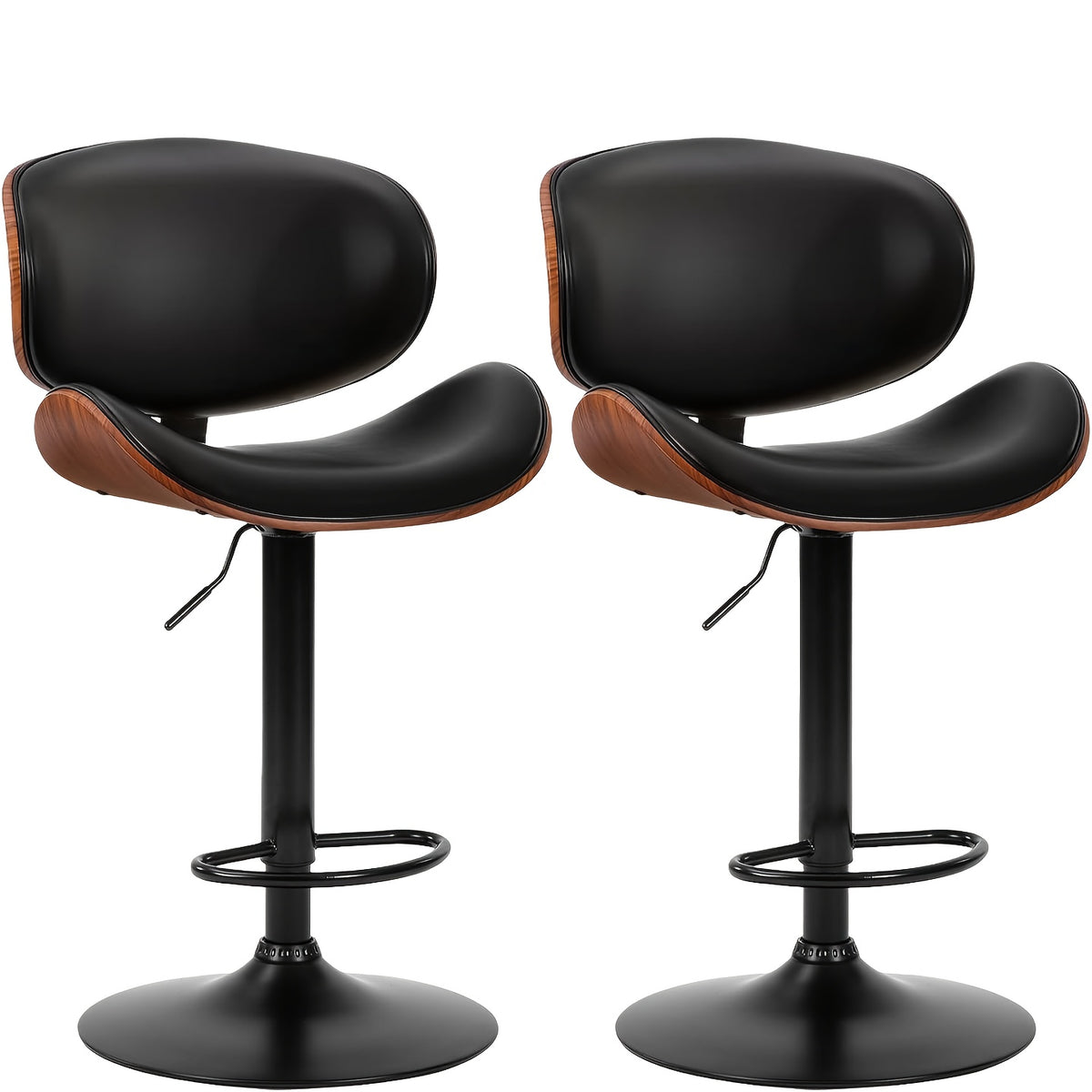two piece bar stool set adjustable height featuring pu