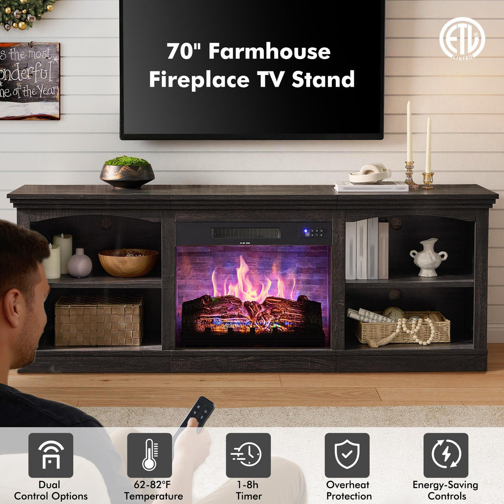 farmhouse tv stand 23 electric fireplace entertainment