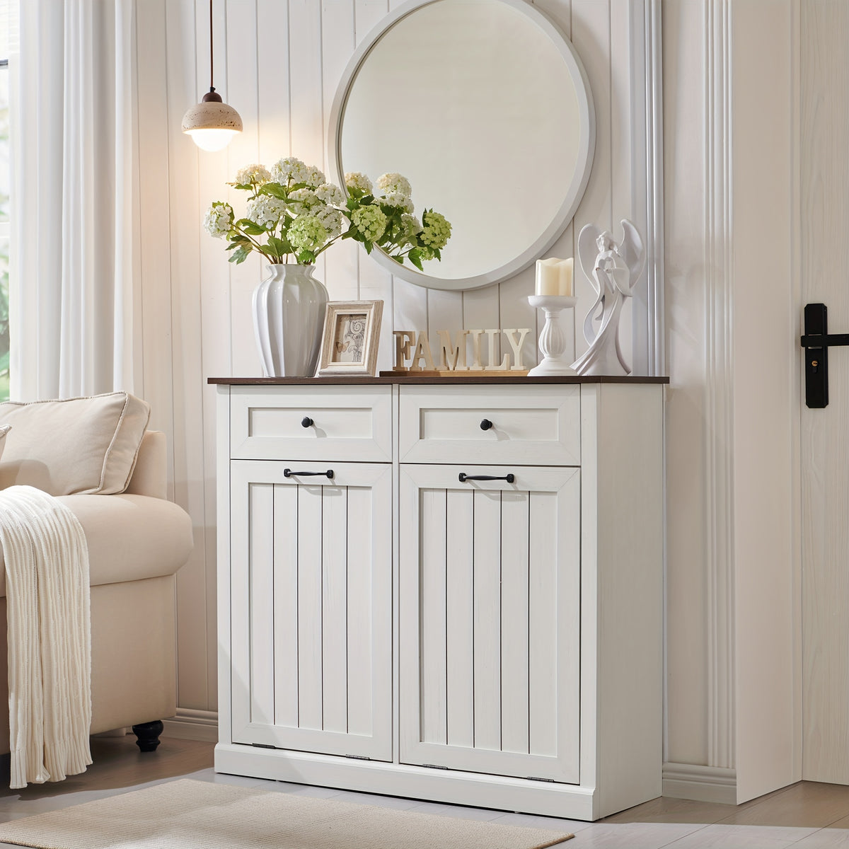 single double tilt trash cabinet drawer hidden wooden