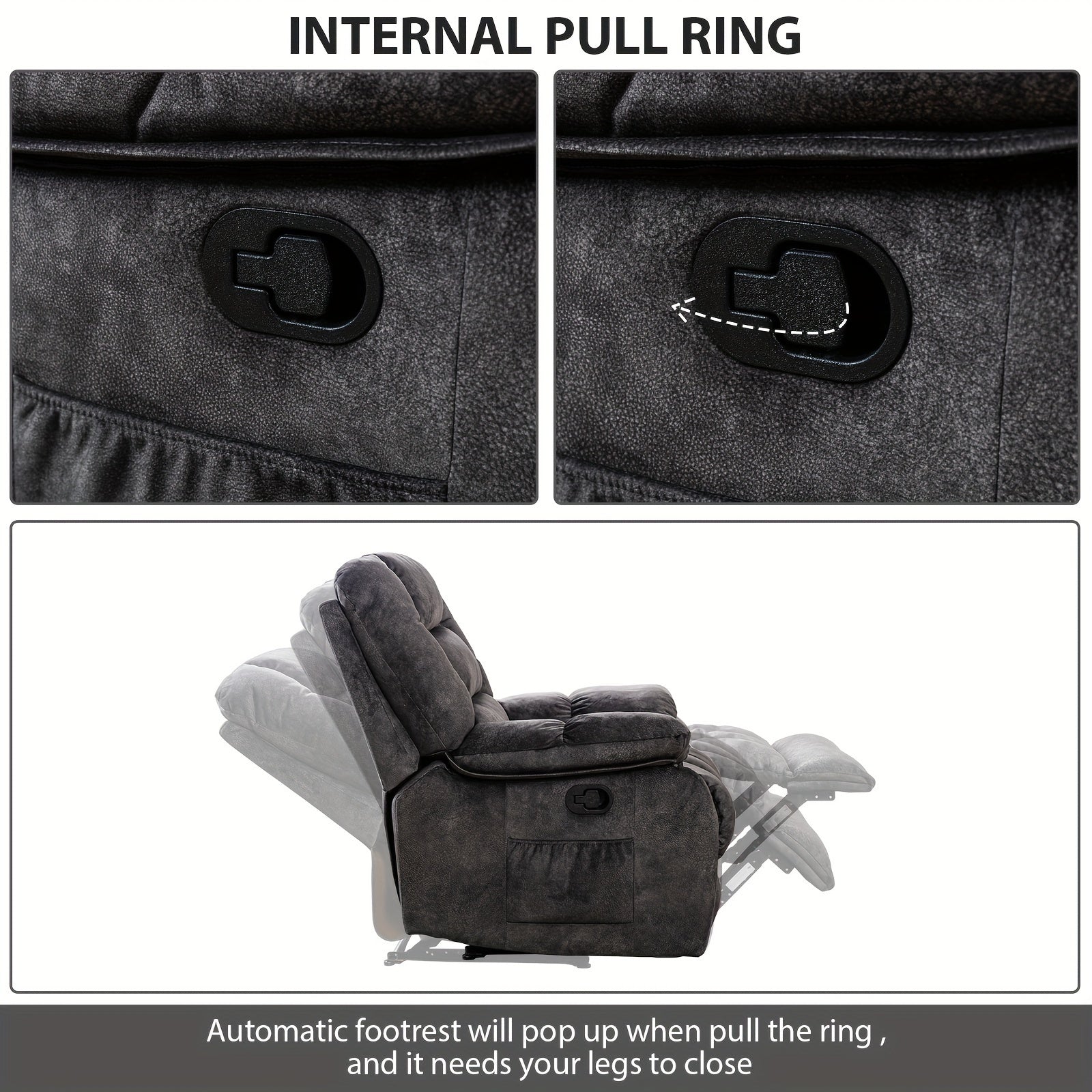 oversized manual recliner chair massage heat soft fabric