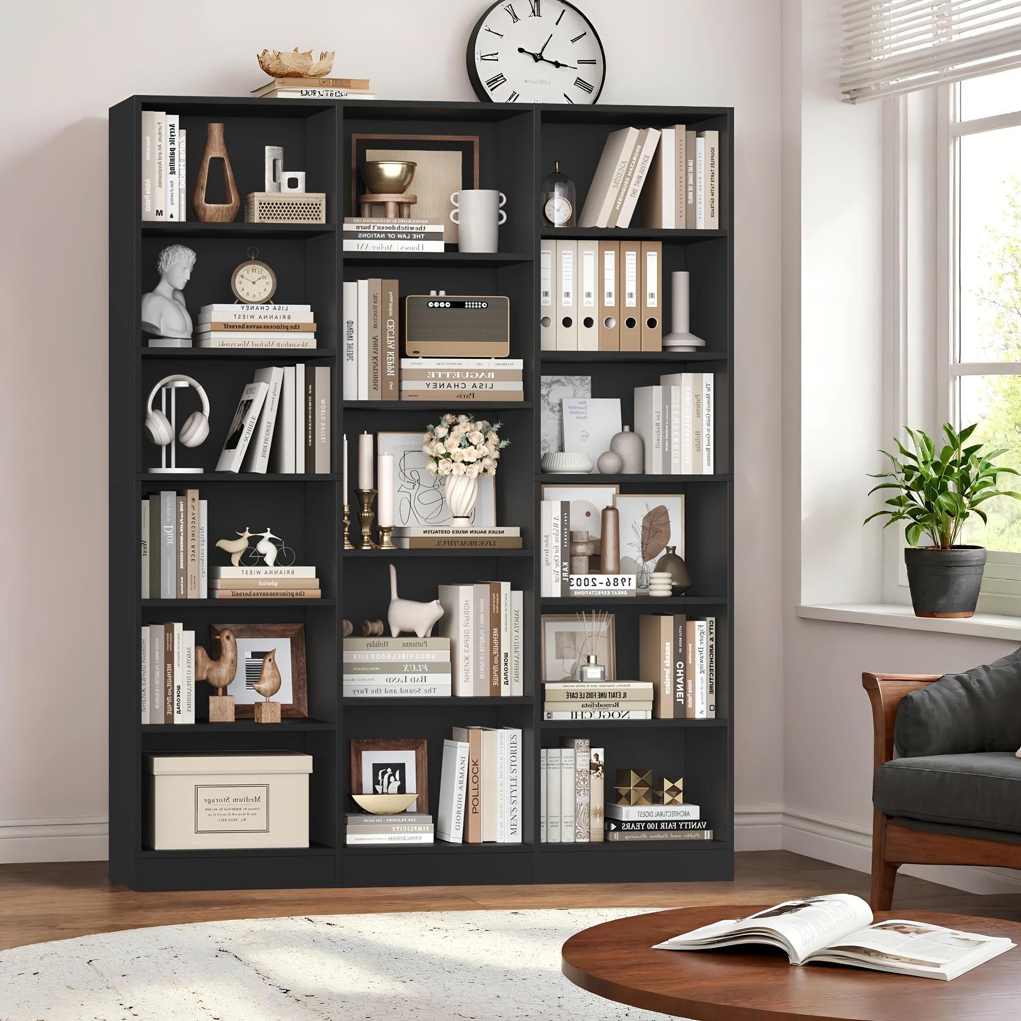 fultru triple wide bookshelf 6 tier large bookshelf bookcase