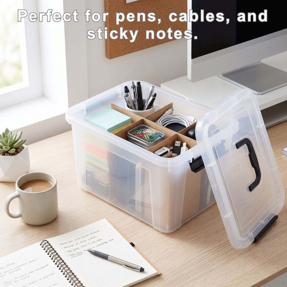 6pcs transparent 7qt plastic storage boxes locking lids