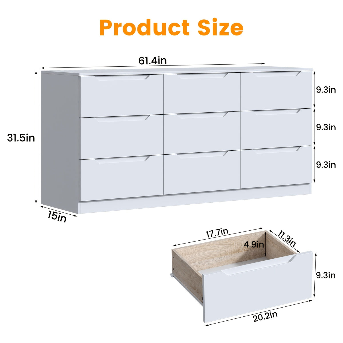 9 drawer dresser bedroom black white chest drawers