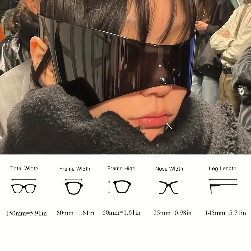 unisex oversized wrap around rimless   mask fashion