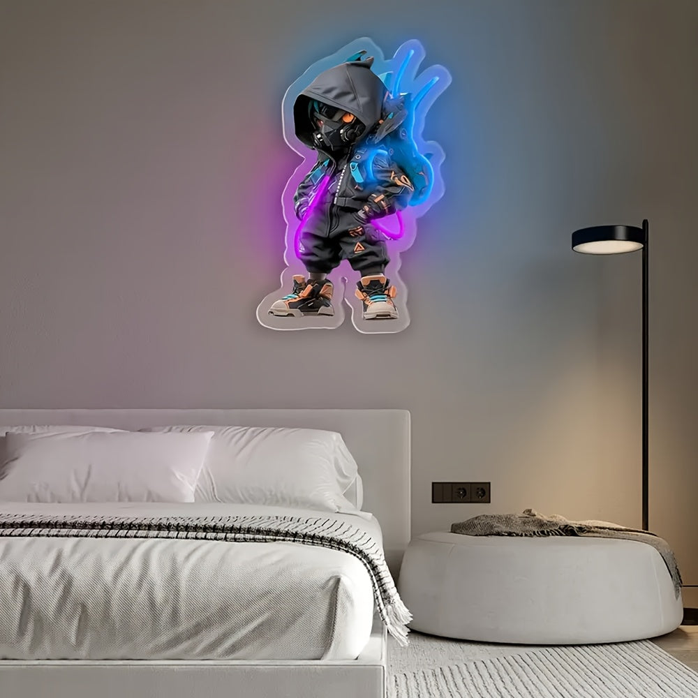 cyberpunk mecha   led wall light usb powered neon anime