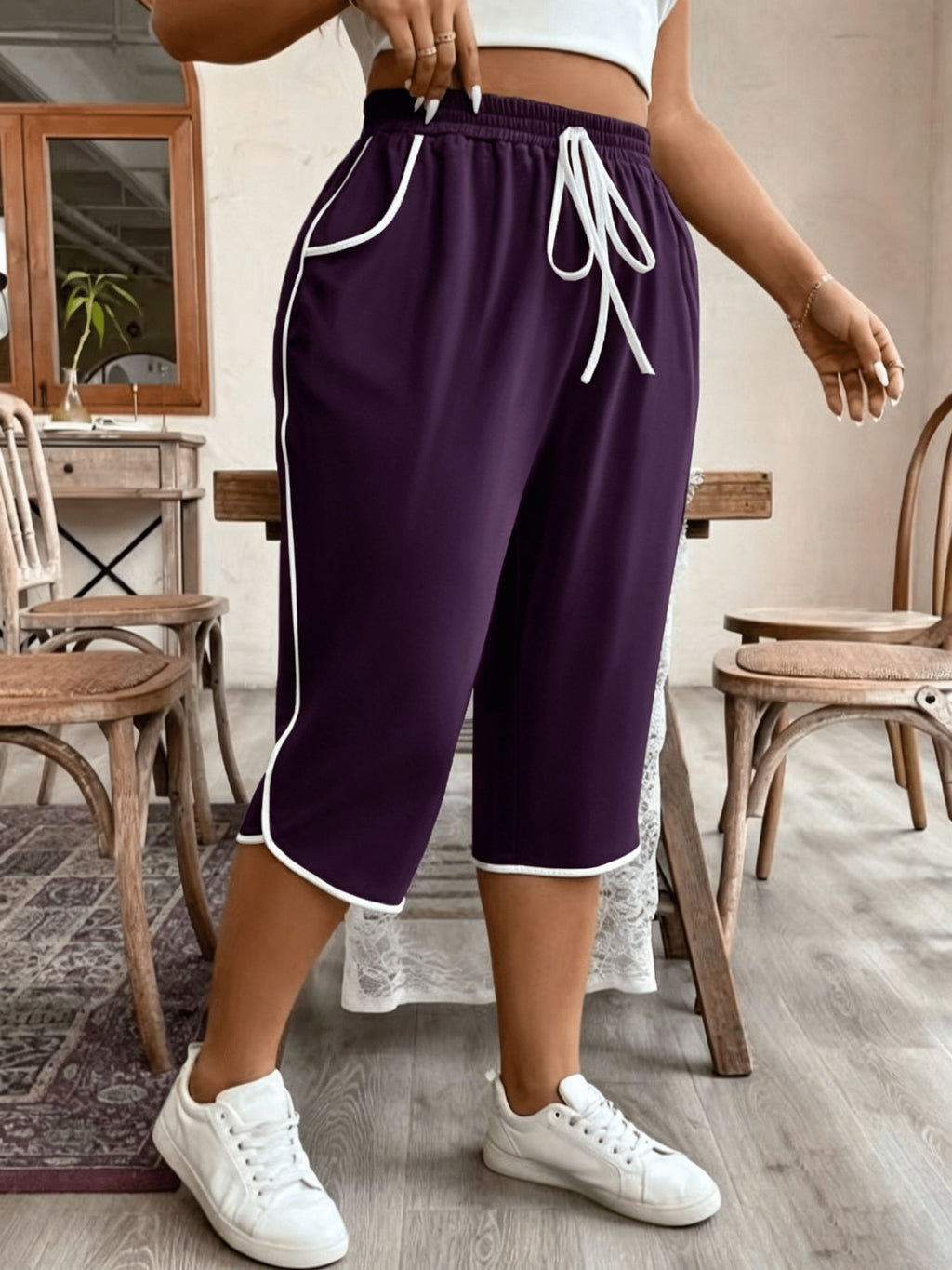 plus size y casual color block capri pants lounge pants temu