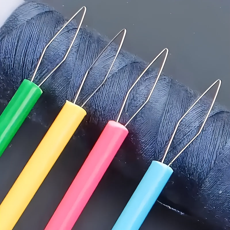 12pcs set colored plastic threaders cylindrical threader kit