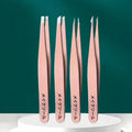 rose gold japanese stainless steel tweezers 4 piece set