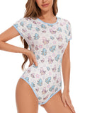 womens printed bodysuit spring summer short sleeve base