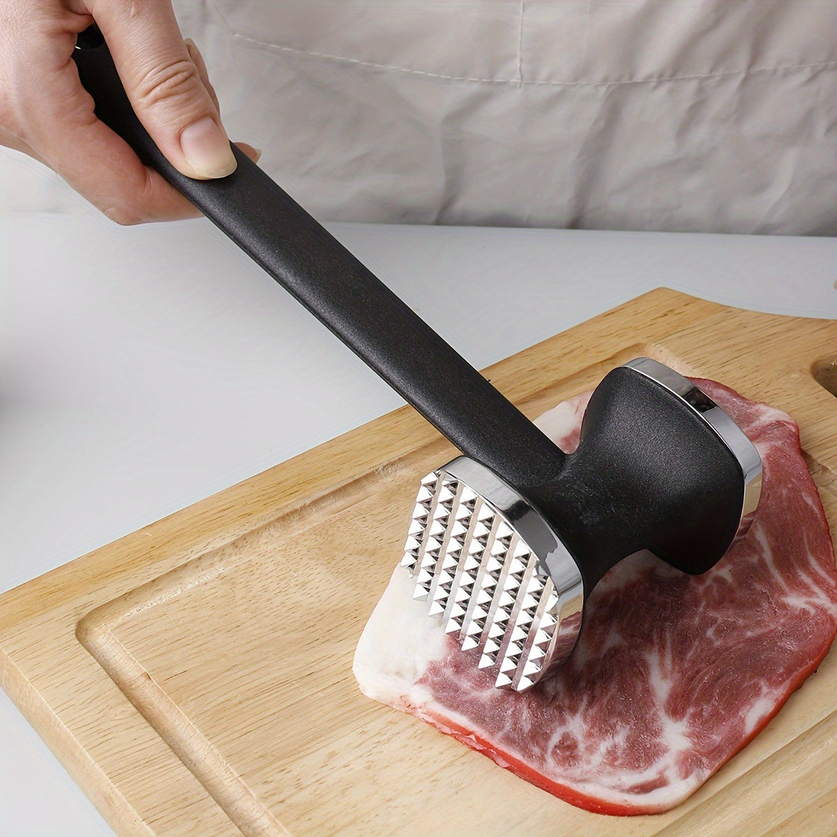 stainless steel meat hammer serrated edge ergonomic kitchen