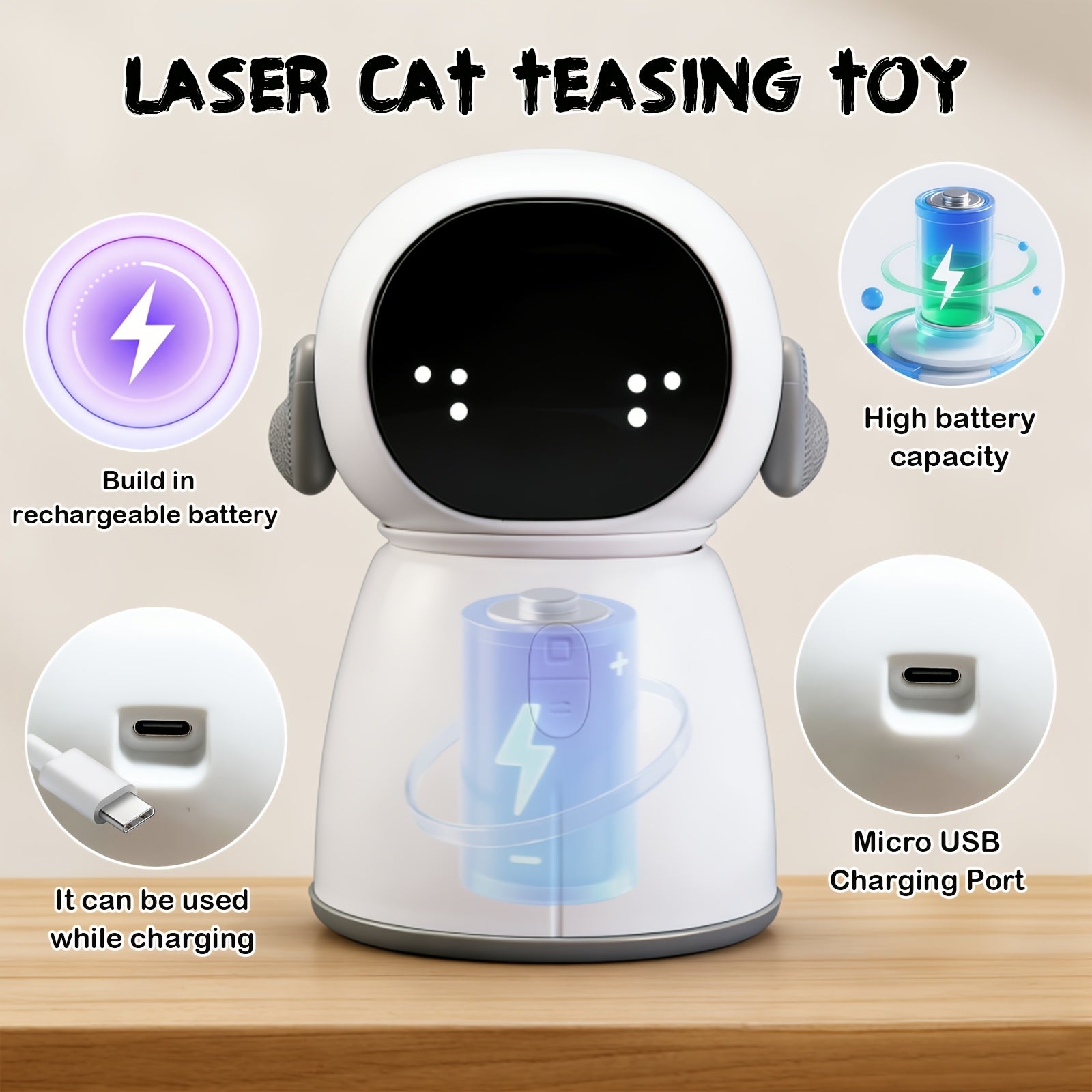 indoor cat laser toy rechargeable interactive cat toy dual