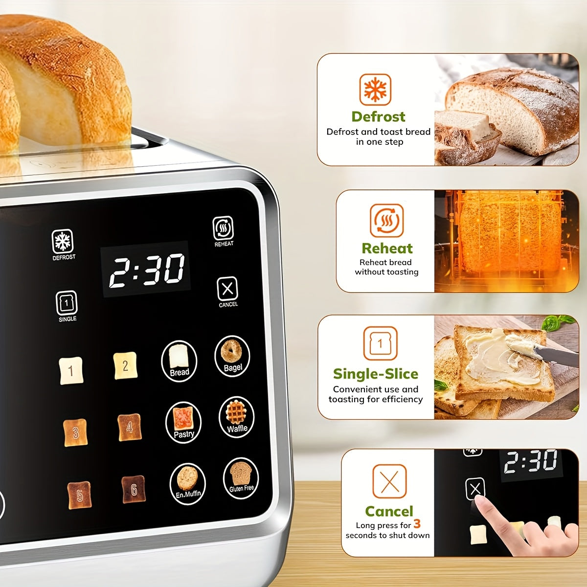 toaster 4   stainless steel digital smart toaster