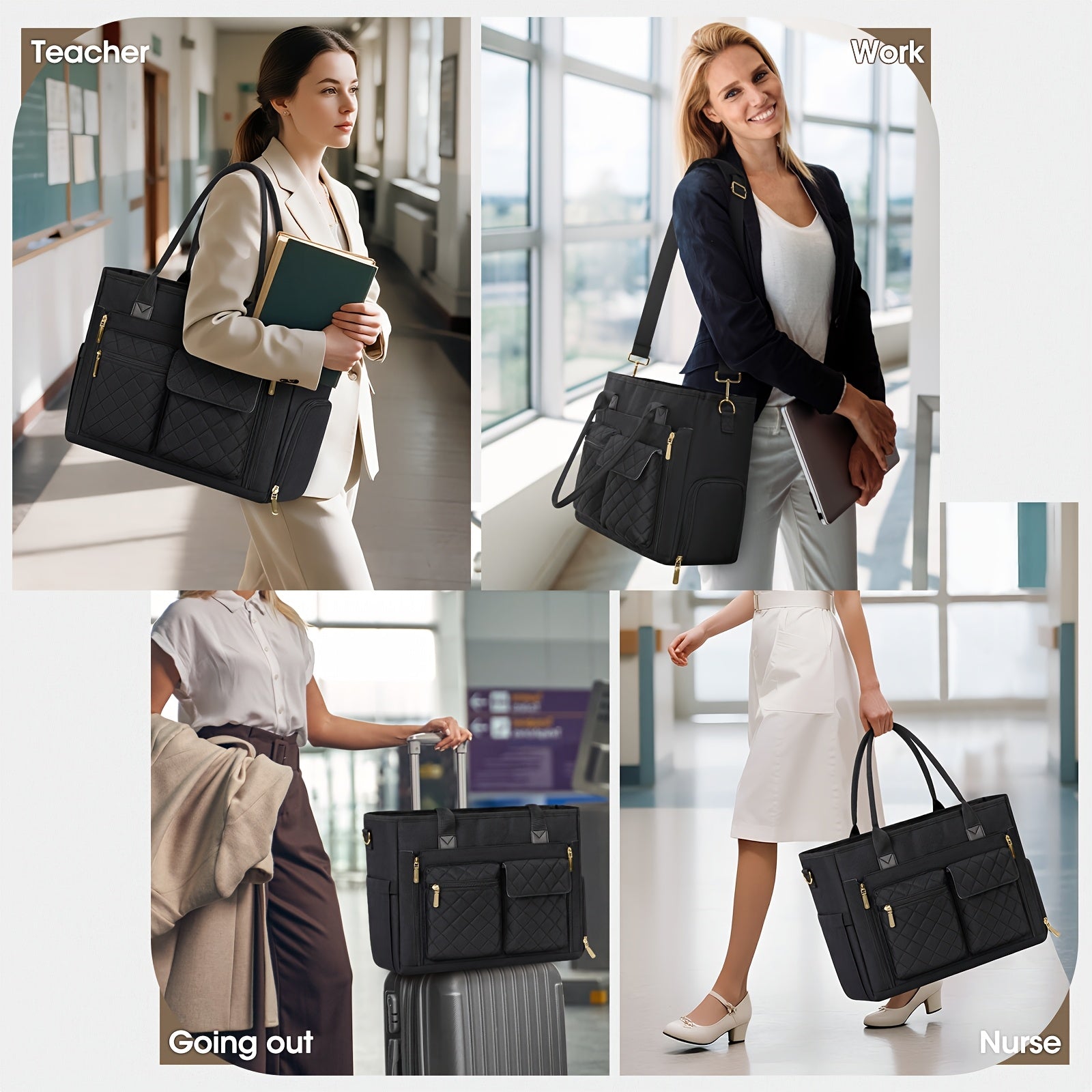teacher tote bag insulated lunch compartment 15 6