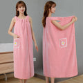 womens wearable pocket towel skirt non slip towel robe