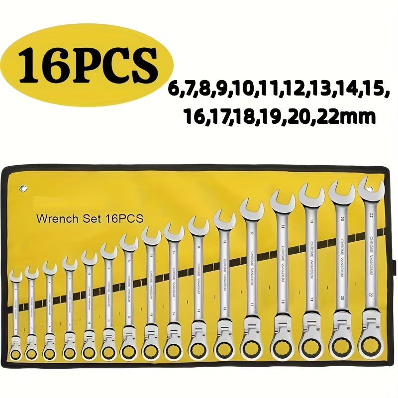 ratcheting wrench set 16pcs multifuctional combination ended