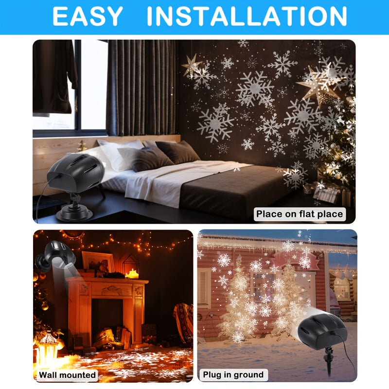snowflake projector light rotating effect decoration
