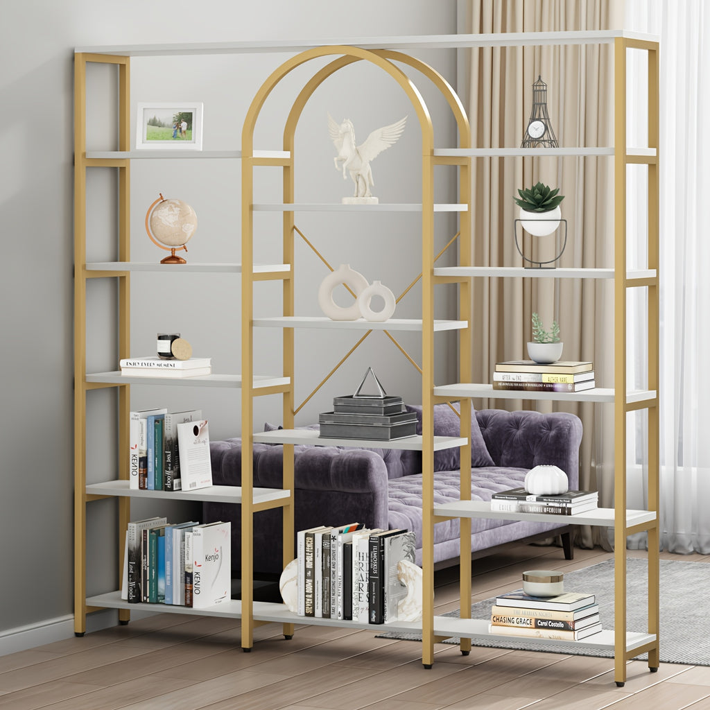 triple   tier large open bookshelf tall storage display