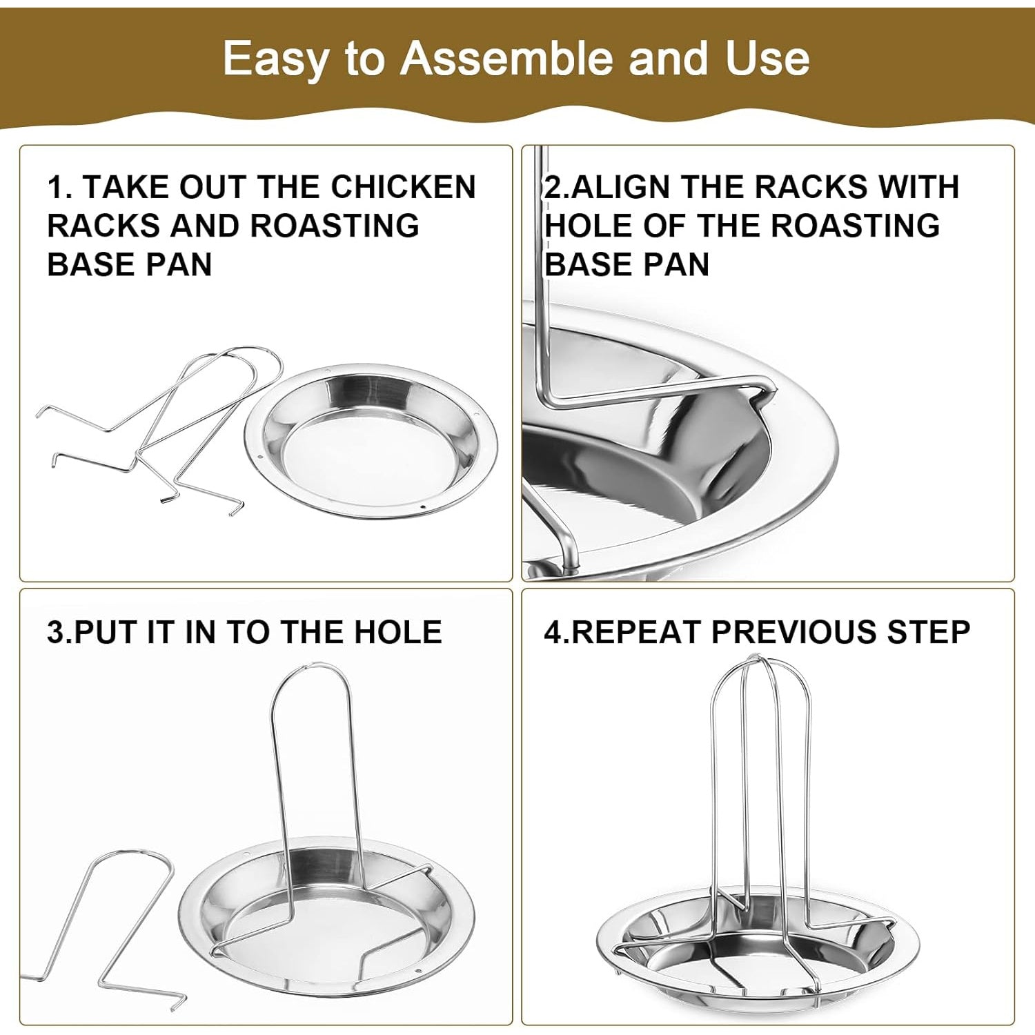 1pc silver stainless steel grilled chicken rack turkey