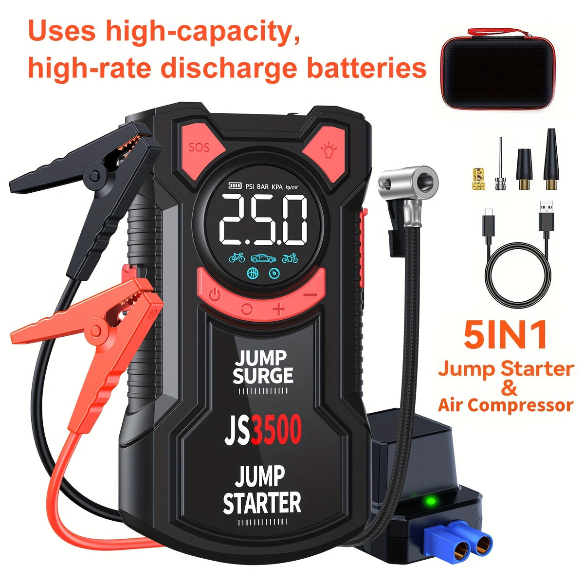 jump starter air compressor 5 in 1 function jump box 5000a