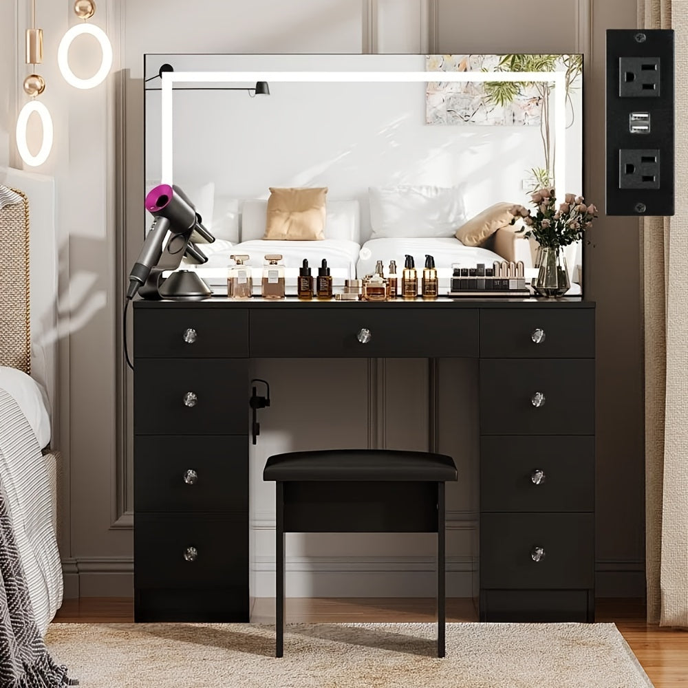 43 makeup vanity desk set featuring a power outlet