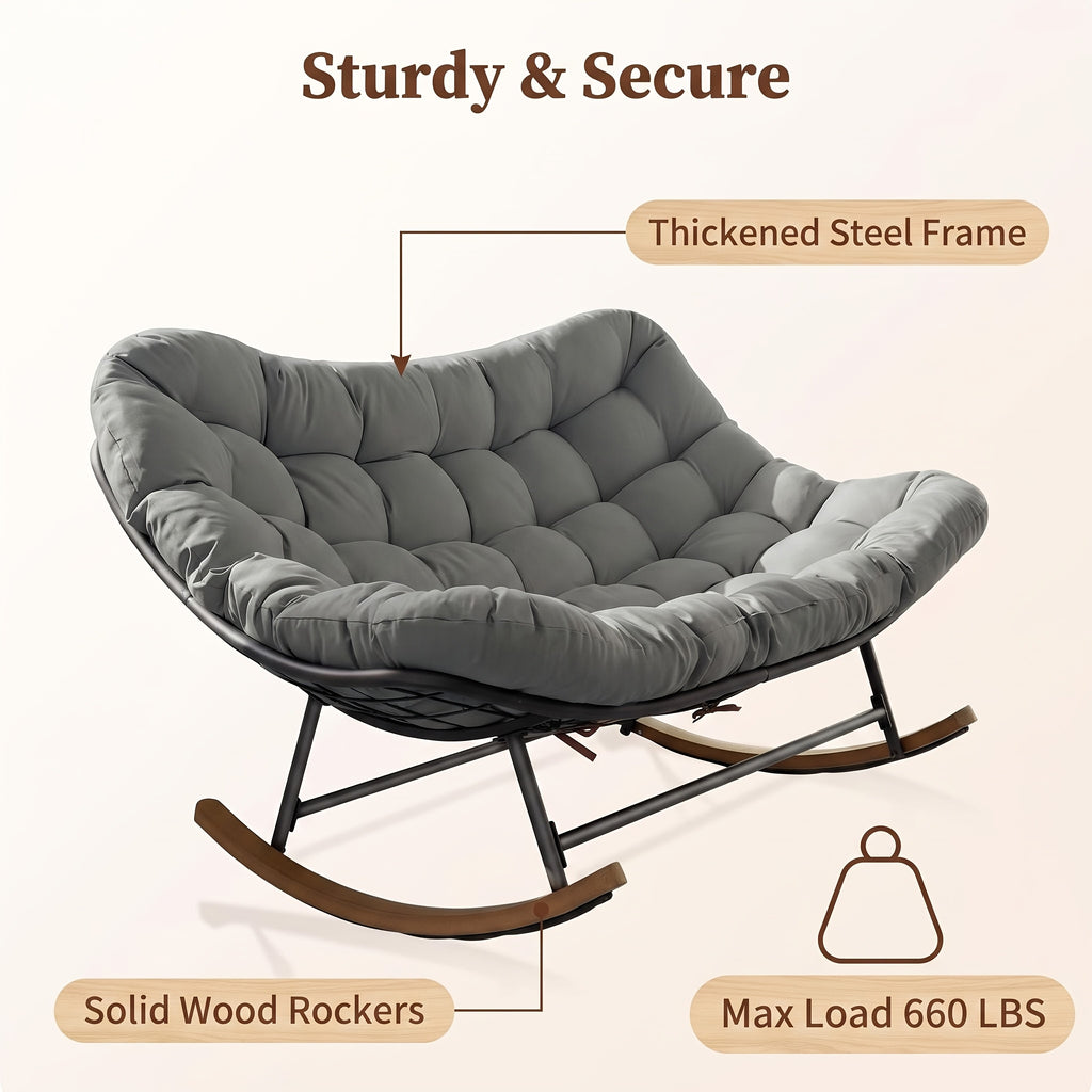 oversized double papasan rocking chair large curved seat