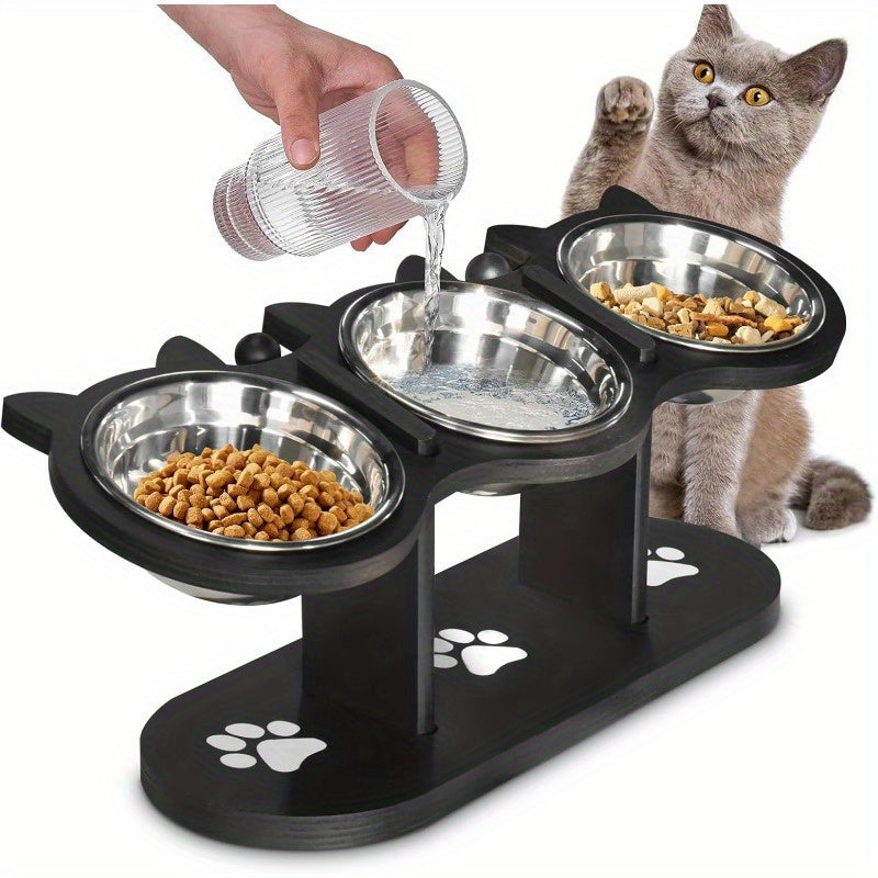 15 tilted stainless steel elevated cat bowls adjustable