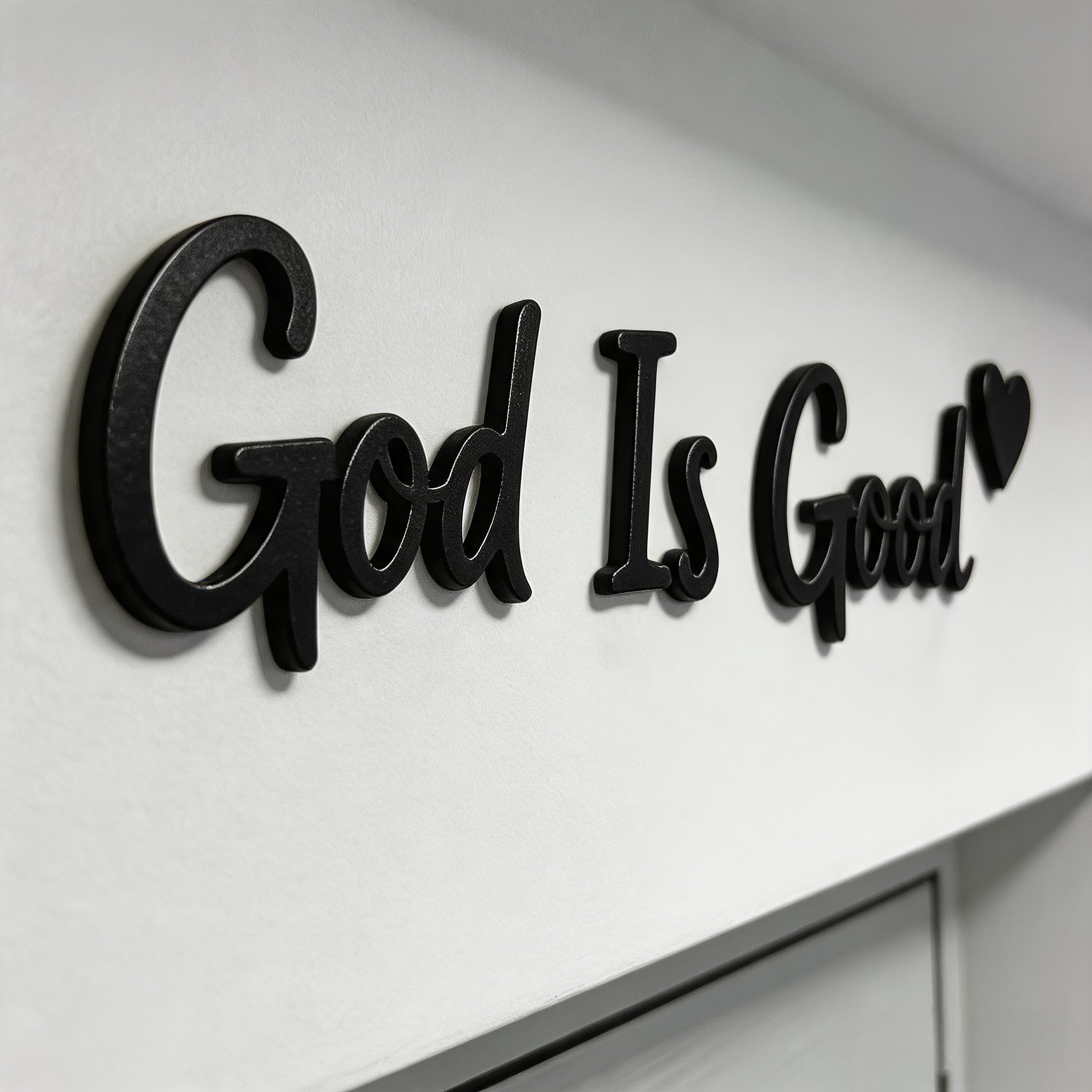 4  god good wall art set script word sign heart