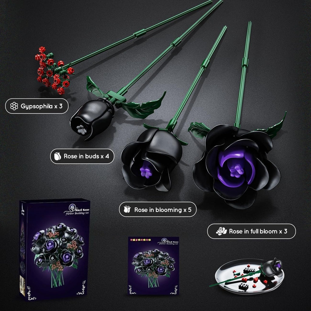 set building blocks featuring black roses part a botanical