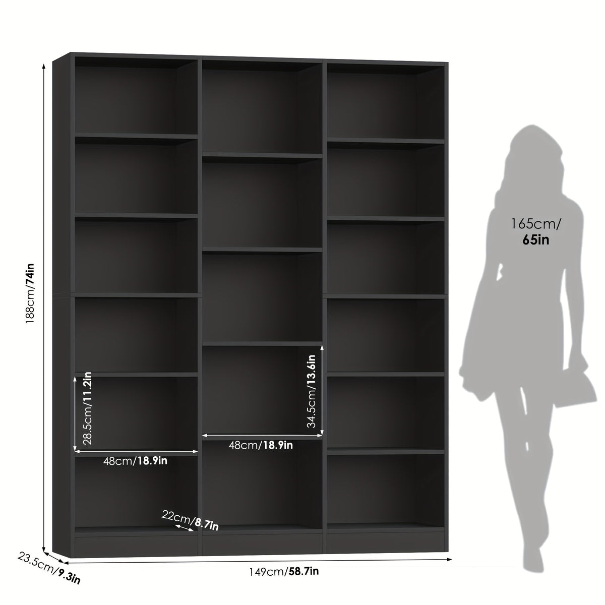 fultru triple wide bookshelf 6 tier large bookshelf bookcase