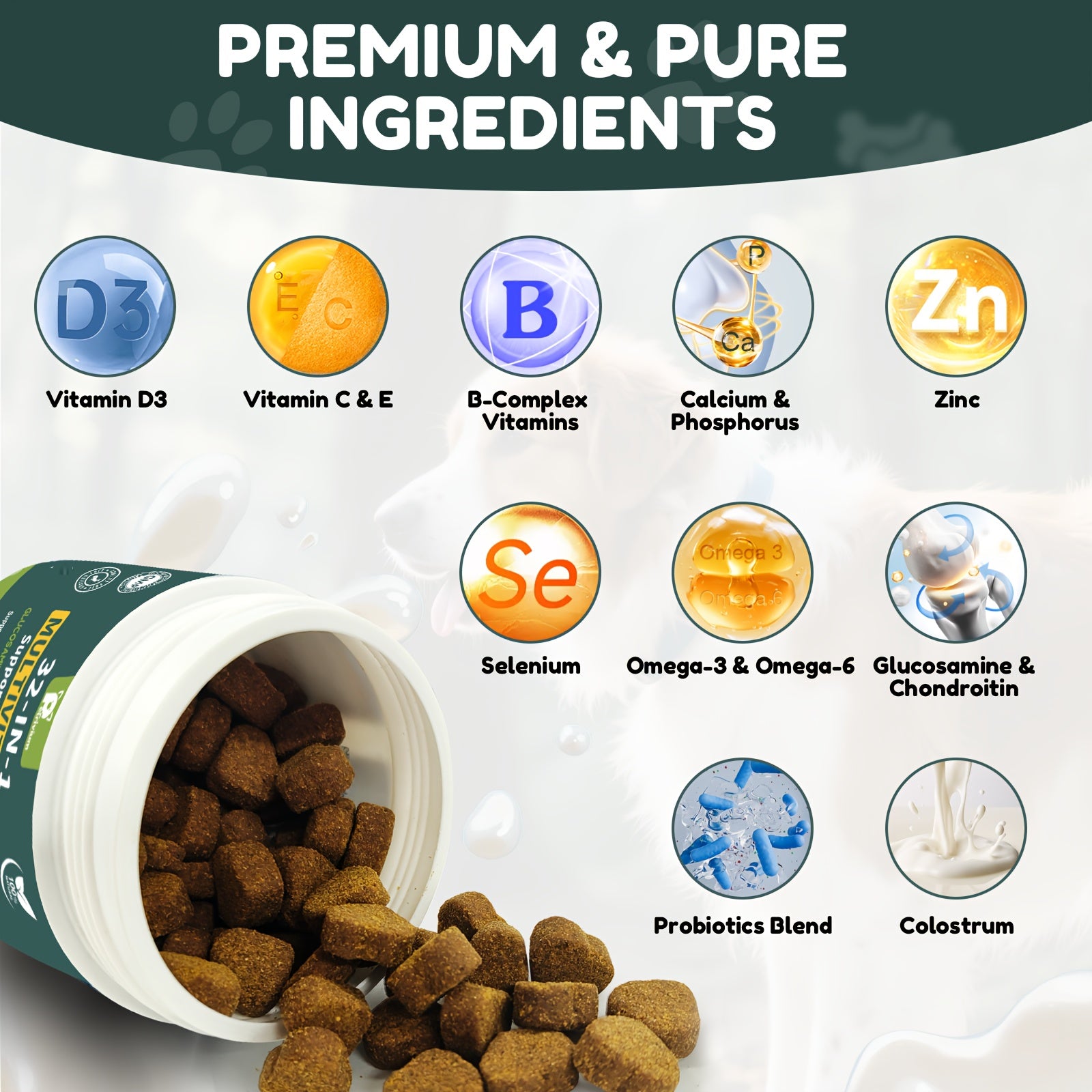 dog multivitamin chewable   msm   3 6