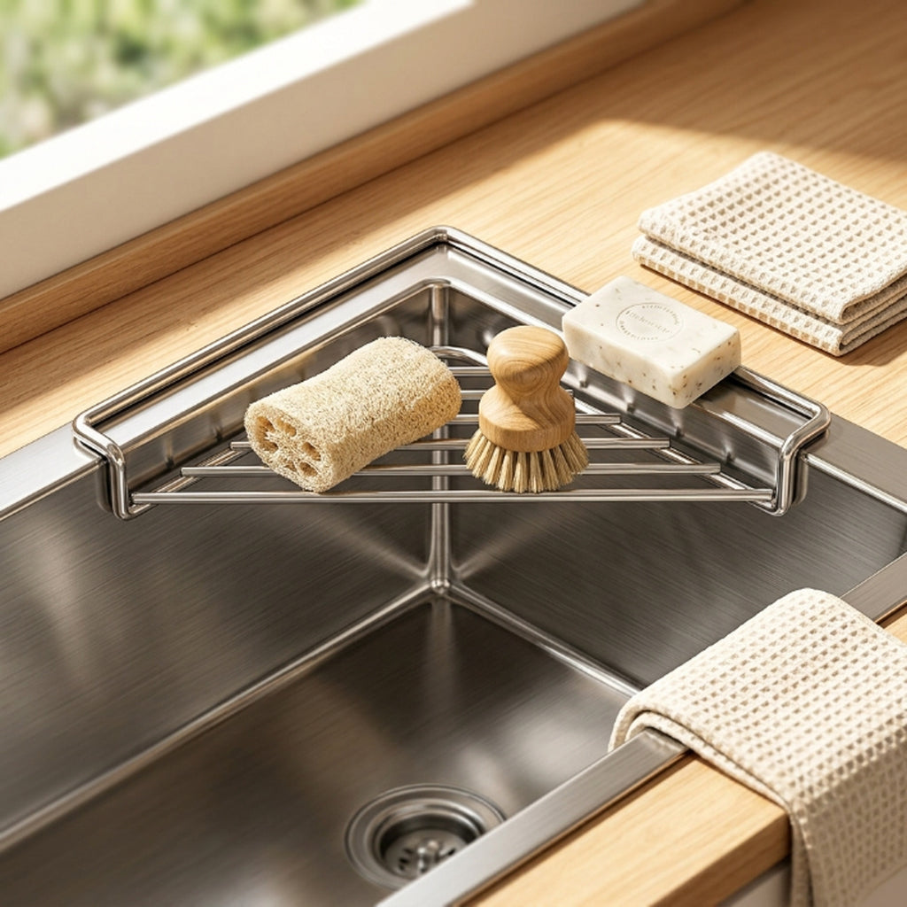 1pc corner sink storage rack heavy duty stainless steel sink
