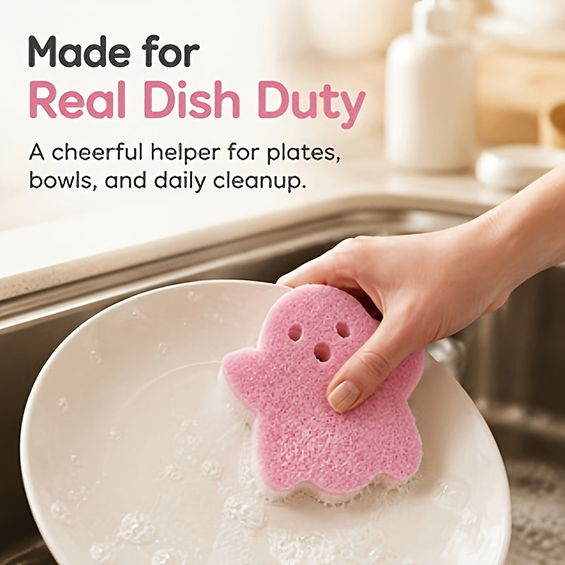6pcs assorted colors halloween themed sponge scrubbers three