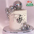 14 silver disco ball cake decorations suitable 70s disco