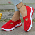 womens breathable knit wedge casual shoes hollow cut