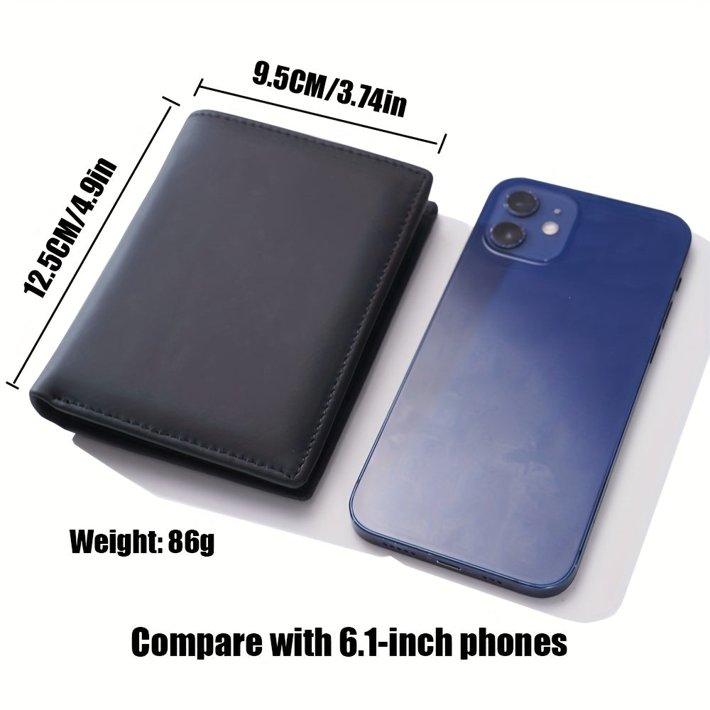 1pc genuine leather wallets men vintage thin vertical short