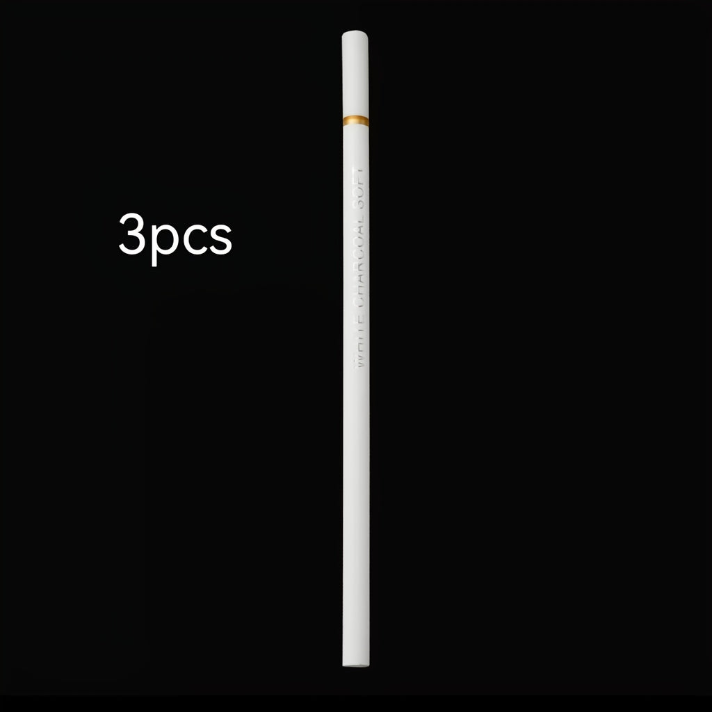 3pcs white charcoal pen highlighter soft