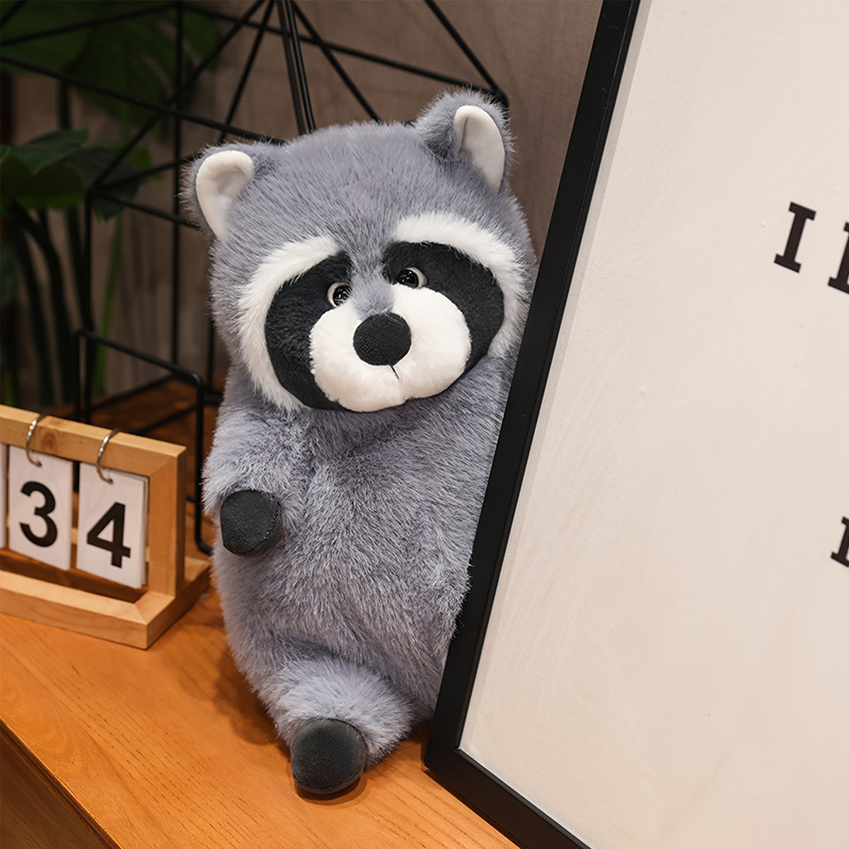 cute raccoon stuffed animal plushie gray raccoon plush toy