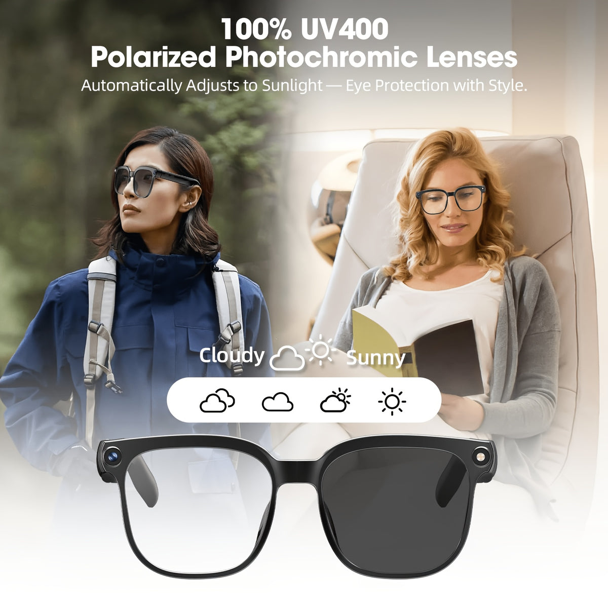 smart   8mp hd video recording glasses audio