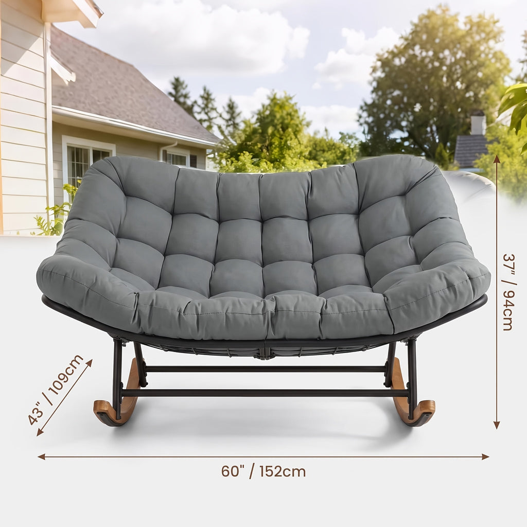 oversized double papasan rocking chair large curved seat
