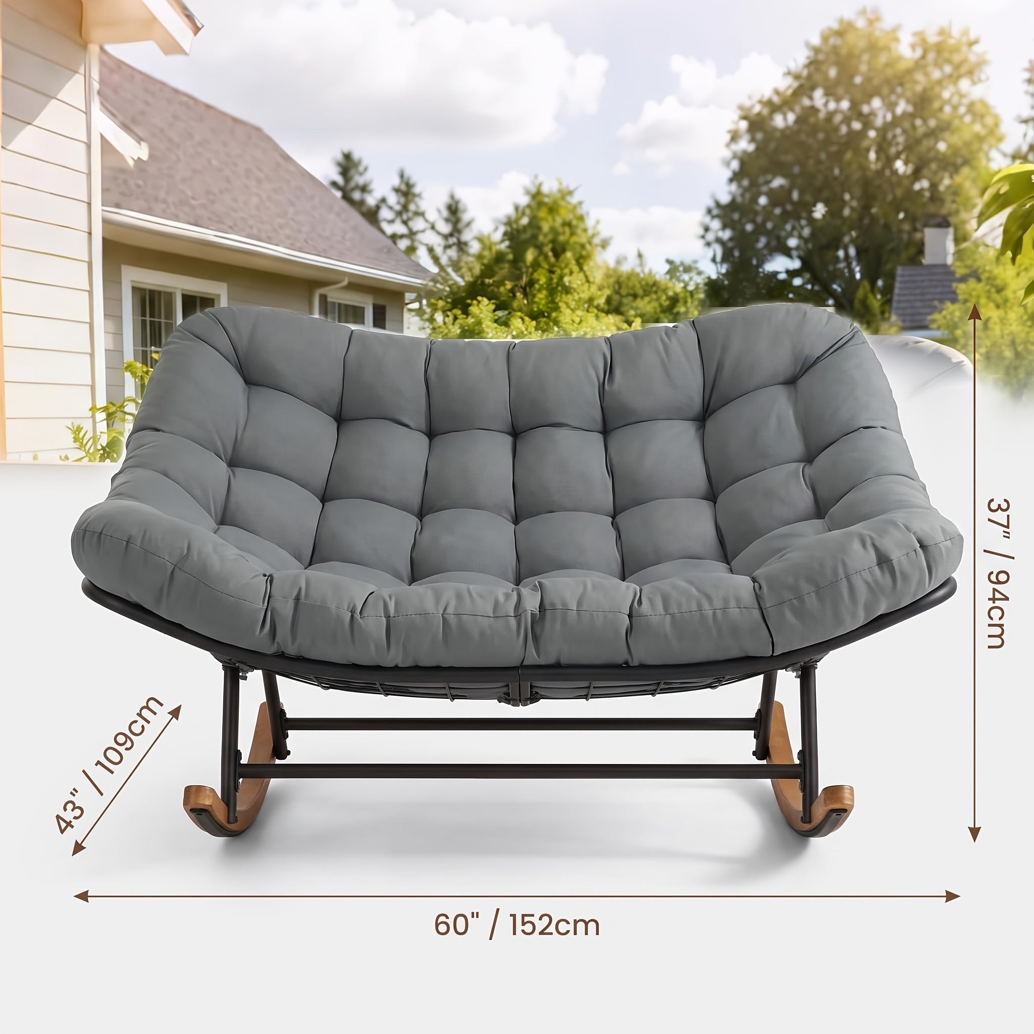 oversized double papasan rocking chair large curved seat