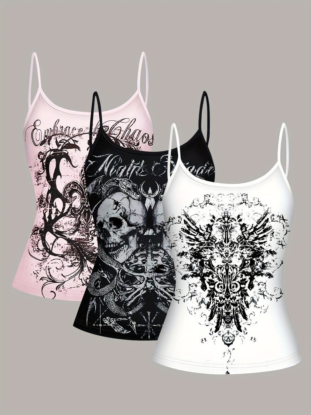 3pcs   womens vintage floral print camisole set
