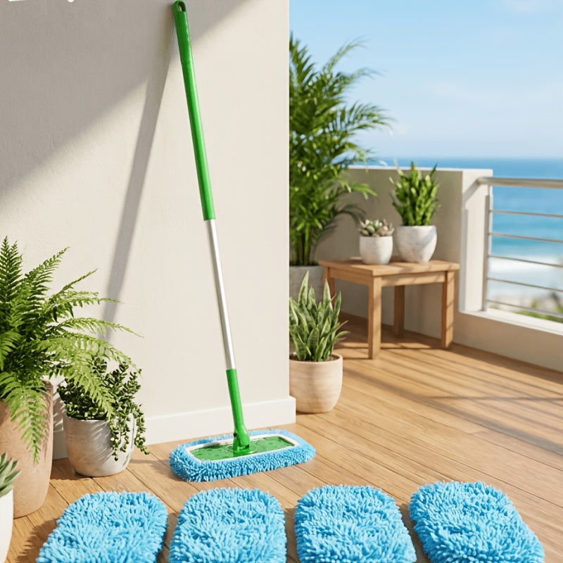 3 pack blue heavy duty reusable flat mop replacement heads 7