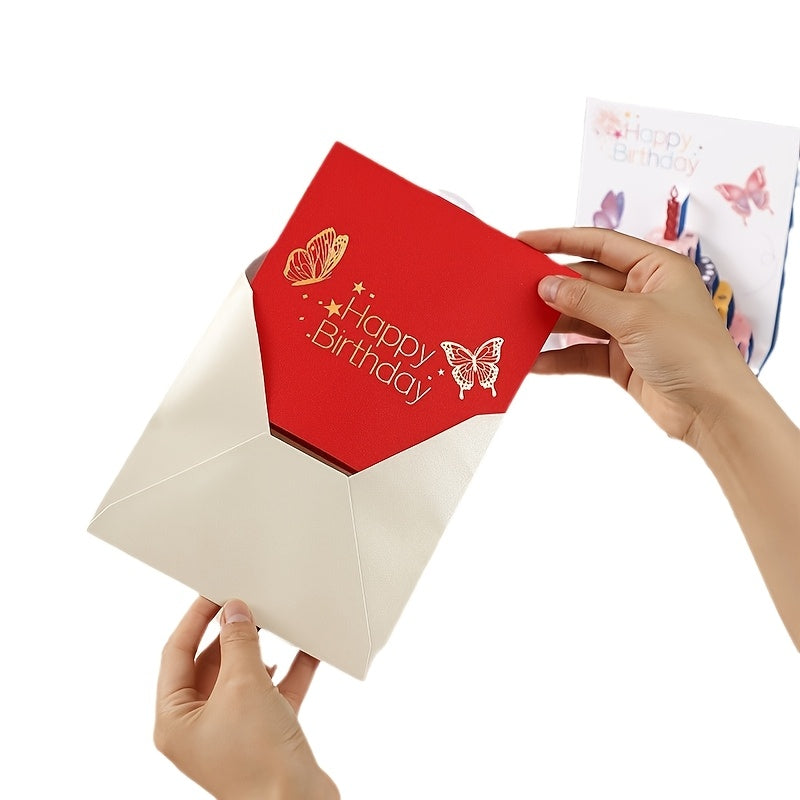 set 4 three dimensional birthday cake   greeting cards
