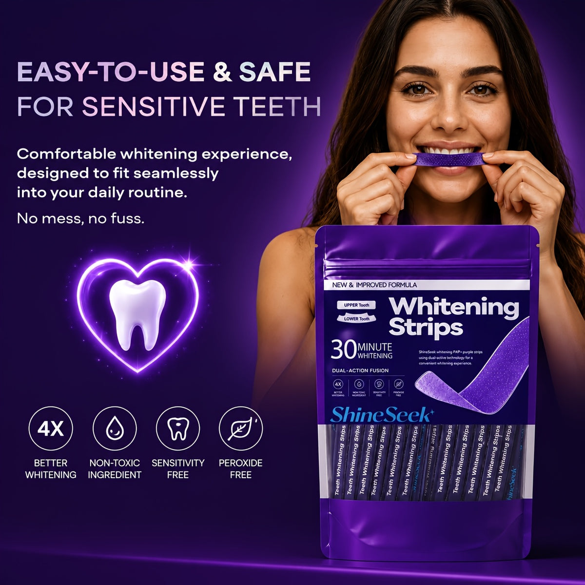 14pcs 7pairs 30 minute quick purple pap teeth strips