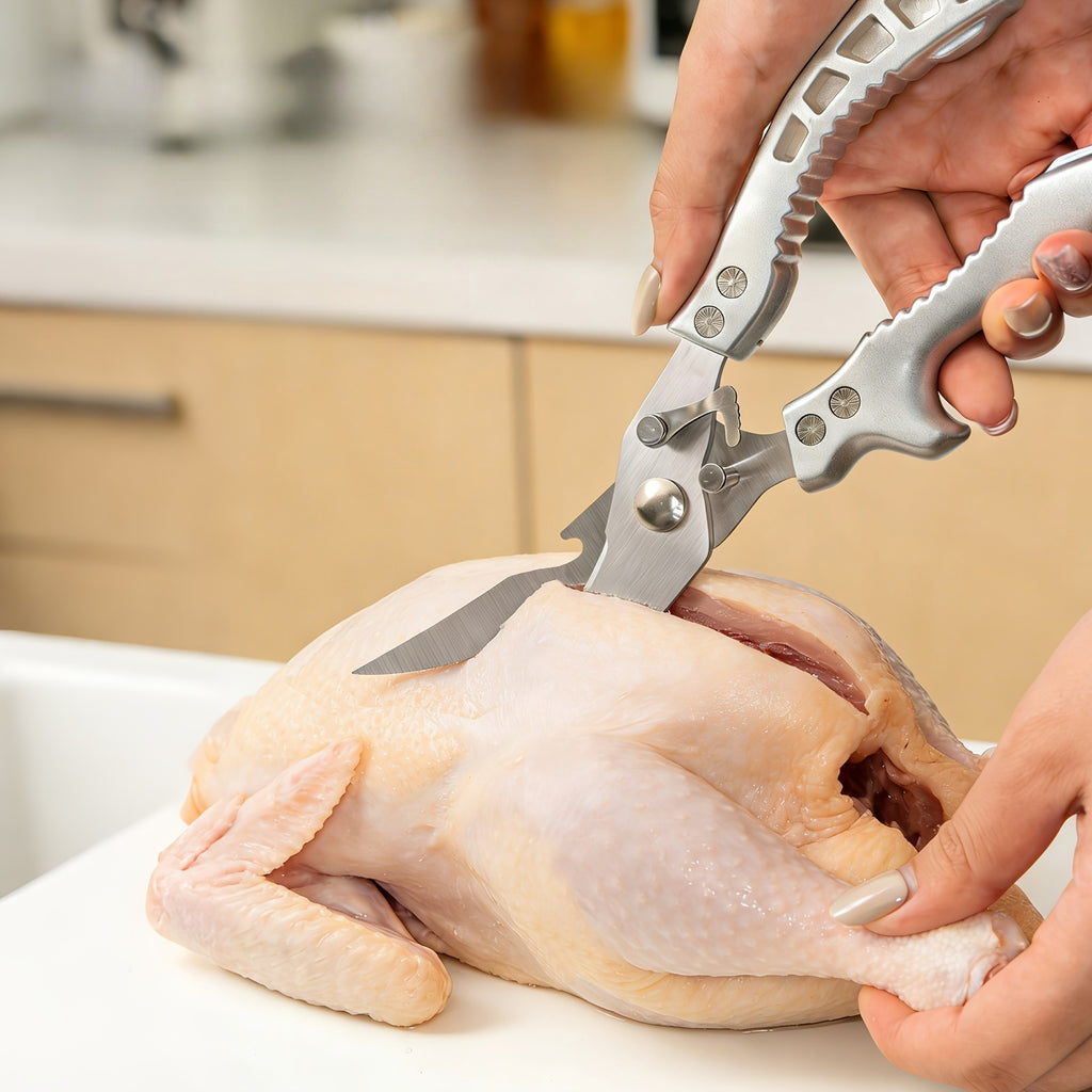 multi purpose carbon steel kitchen scissors ergonomic grip